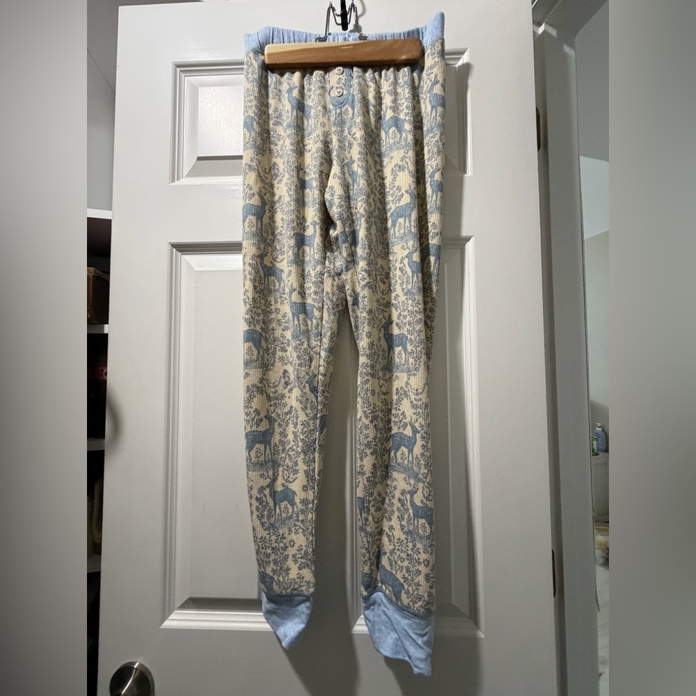 Free people Cream and Blue Animal Print pjs